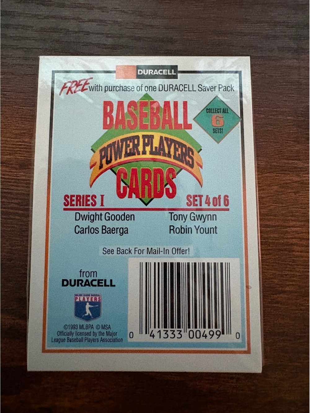 1993 Duracell Power Players Set 4 of 6 – Tony Gwynn Robin Yount 4 Cards